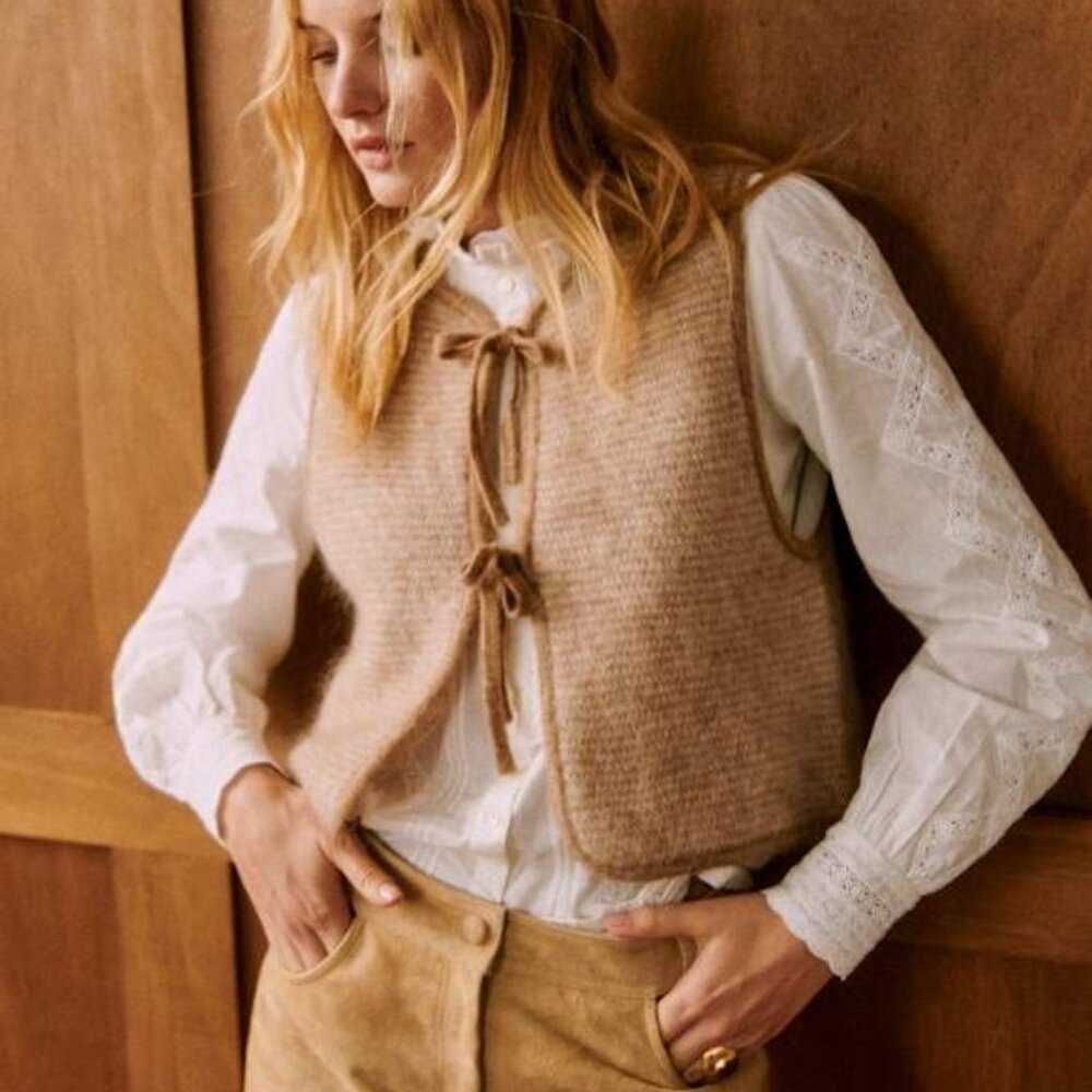 SEZANE -  Pepy Cardigan Mottled Beige Ecru - Size S